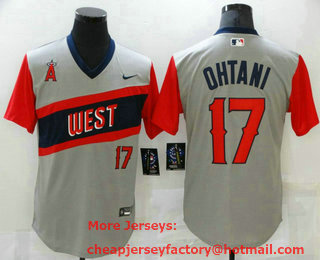 Men's Los Angeles Angels #17 Shohei Ohtani Grey 2021 Little League Classic Stitched Nike Jersey