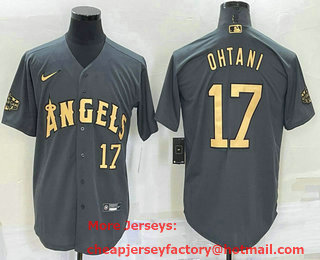 Men's Los Angeles Angels #17 Shohei Ohtani Number Grey 2022 All Star Stitched Cool Base Nike Jersey