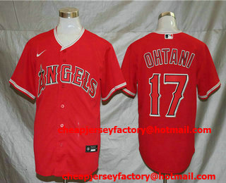 Men's Los Angeles Angels #17 Shohei Ohtani Red Stitched MLB Cool Base Nike Jersey