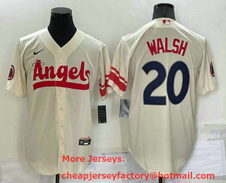 Men's Los Angeles Angels #20 Jared Walsh Cream 2022 City Connect Cool Base Stitched Jersey