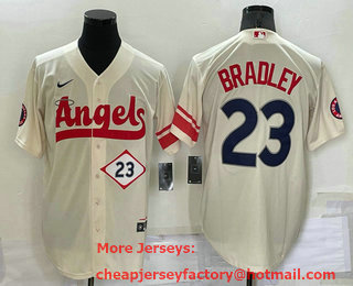 Men's Los Angeles Angels #23 Archie Bradley Number Cream 2022 City Connect Cool Base Stitched Jersey