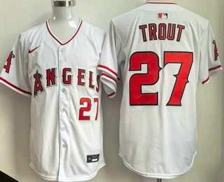 Men's Los Angeles Angels #27 Mike Trout White Limited Jersey