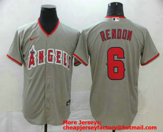 Men's Los Angeles Angels #6 Anthony Rendon Gray Stitched MLB Cool Base Nike Jersey