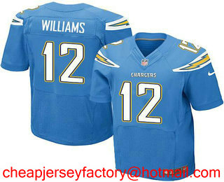 Men's Los Angeles Chargers #12 Mike Williams Light Blue Alternate Stitched NFL Nike Elite Jersey