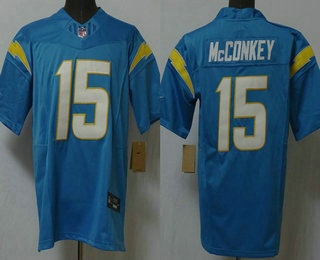 Men's Los Angeles Chargers #15 Ladd McConkey Limited Light Blue FUSE Vapor Jersey
