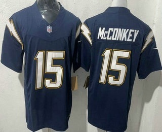 Men's Los Angeles Chargers #15 Ladd McConkey Limited Navy FUSE Vapor Jersey