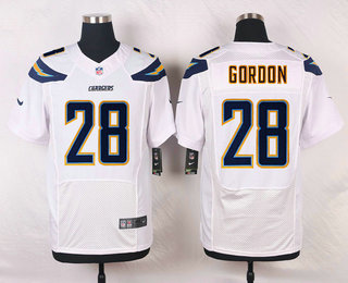 Men's Los Angeles Chargers #28 Melvin Gordon White Road NFL Nike Elite Jersey