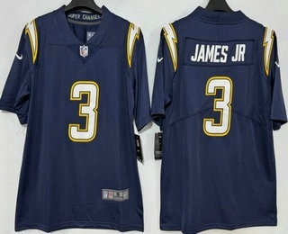 Men's Los Angeles Chargers #3 Derwin James Jr Limited Navy Vapor Jersey