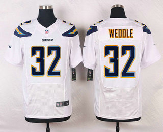 Men's Los Angeles Chargers #32 Eric Weddle White Road NFL Nike Elite Jersey