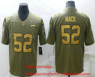 Men's Los Angeles Chargers #52 Khalil Mack Olive with Gold 2017 Salute To Service Stitched NFL Nike Limited Jersey