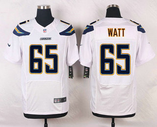 Men's Los Angeles Chargers #65 Chris Watt White Road NFL Nike Elite Jersey