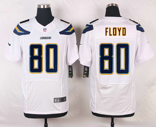 Men's Los Angeles Chargers #80 Malcom Floyd White Road NFL Nike Elite Jersey