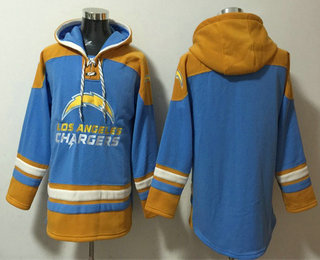 Men's Los Angeles Chargers Blank Blue Ageless Must Have Lace Up Pullover Hoodie