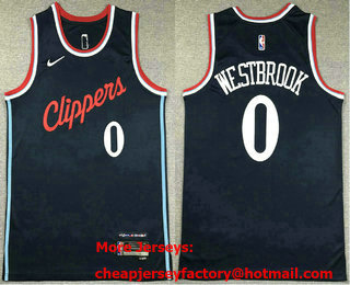 Men's Los Angeles Clippers #0 Russell Westbrook Navy 2023 Icon Swingman Jersey