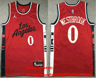 Men's Los Angeles Clippers #0 Russell Westbrook Red Statement Icon Swingman Jersey