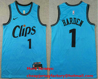 Men's Los Angeles Clippers #1 James Harden Blue 2024 City Icon Swingman Jersey