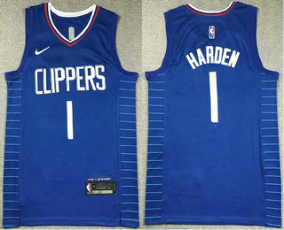 Men's Los Angeles Clippers #1 James Harden Blue Icon Swingman Jersey