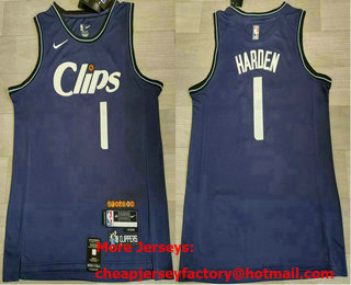 Men's Los Angeles Clippers #1 James Harden Navy 2023 City Icon Swingman Jersey