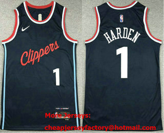 Men's Los Angeles Clippers #1 James Harden Navy 2023 Icon Swingman Jersey