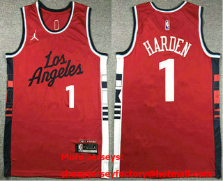 Men's Los Angeles Clippers #1 James Harden Red Statement Icon Swingman Jersey