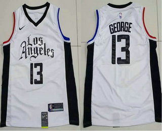 Men's Los Angeles Clippers #13 Paul George NEW White Nike 2020 Swingman City Edition Jersey