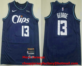 Men's Los Angeles Clippers #13 Paul George Navy 2023 City Icon Sponsor Swingman Jersey