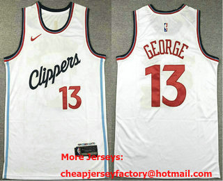 Men's Los Angeles Clippers #13 Paul George White 2023 Icon Swingman Jerse