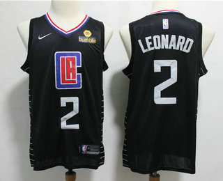 Men's Los Angeles Clippers #2 Kawhi Leonard Black 2019 Nike Swingman Stitched NBA Jersey With The Sponsor Logo