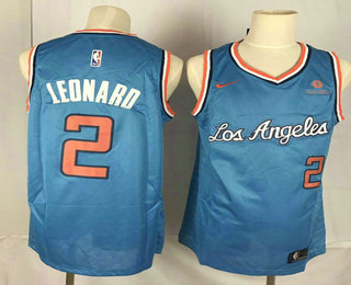 Men's Los Angeles Clippers #2 Kawhi Leonard Blue Nike 2019 Swingman Throwback Jersey With The Sponsor Logo