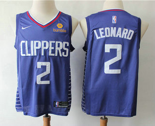 Men's Los Angeles Clippers #2 Kawhi Leonard NEW Blue Nike 2019 Swingman City Edition Jersey With The Sponsor Logo