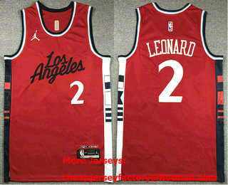 Men's Los Angeles Clippers #2 Kawhi Leonard Red Statement Icon Swingman Jersey