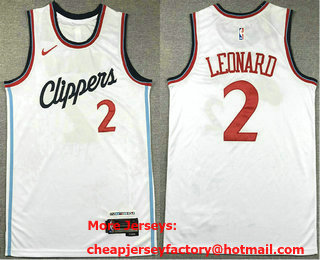 Men's Los Angeles Clippers #2 Kawhi Leonard White 2023 Icon Swingman Jerse