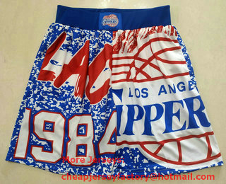 Men's Los Angeles Clippers Blue Big Face Mitchell Ness Hardwood Classics Soul Swingman Throwback Shorts