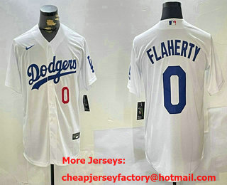 Men's Los Angeles Dodgers #0 Jack Flaherty Number White Cool Base Stitched Jersey