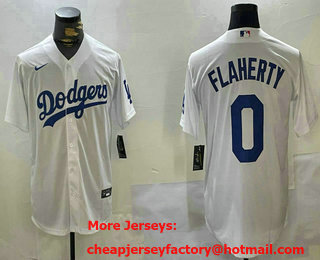 Men's Los Angeles Dodgers #0 Jack Flaherty White Cool Base Stitched Jersey