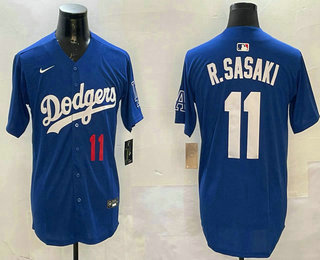 Men's Los Angeles Dodgers #11 Roki Sasaki Number Blue Limited Fashion Jersey
