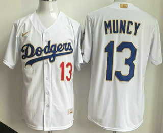 Men's Los Angeles Dodgers #13 Max Muncy White 2026 Gold Collection Stadium Jersey