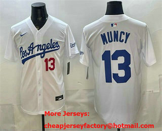 Men's Los Angeles Dodgers #13 Max Muncy White Alternate Stadium Jersey