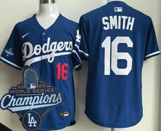 Men's Los Angeles Dodgers #16 Will Smith Blue 2025 World Series Champions Limited Jersey