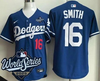 Men's Los Angeles Dodgers #16 Will Smith Blue 2025 World Series Limited Jersey