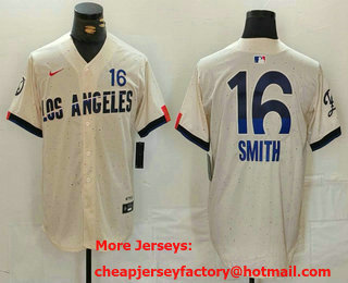 Men's Los Angeles Dodgers #16 Will Smith Cream 2024 City Connect Limited Stitched Jersey