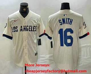 Men's Los Angeles Dodgers #16 Will Smith Cream 2024 City Connect Limited Stitched Jersey
