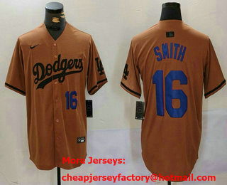 Men's Los Angeles Dodgers #16 Will Smith Number Olive Cool Base Limited Stitched Jersey 001