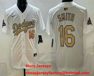 Men's Los Angeles Dodgers #16 Will Smith White 2025 Gold Collection Limited Jersey