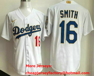 Men's Los Angeles Dodgers #16 Will Smith White 2026 Gold Collection Stadium Jersey