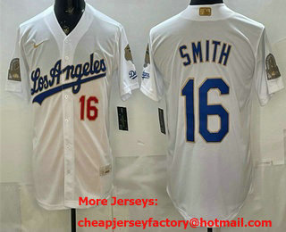 Men's Los Angeles Dodgers #16 Will Smith White Gold 9x B2B Champs Collection Limited Jersey