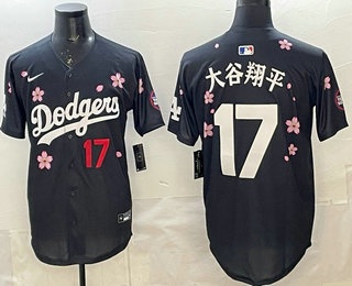 Men's Los Angeles Dodgers #17 Shohei Ohtani Black Japanese 2025 Tokyo Series Limited Jersey