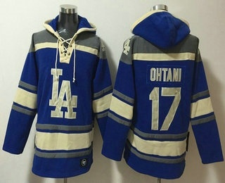 Men's Los Angeles Dodgers #17 Shohei Ohtani Blue Ageless Must Have Lace Up Pullover Hoodie