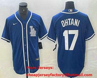 Men's Los Angeles Dodgers #17 Shohei Ohtani Blue Cool Base Stitched Baseball Jersey 01