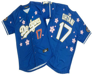 Men's Los Angeles Dodgers #17 Shohei Ohtani Blue Gold 2025 Tokyo Series Limited Jersey
